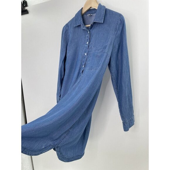 Old Navy 100% Chambray Shirt Button Front Blue Long Sleeve Dress S, Flaw - Picture 8 of 13